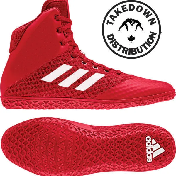 Adidas Shoe Wrestling Mat Wizard 4   Red / White CLEARANCE Sz 4.5 only