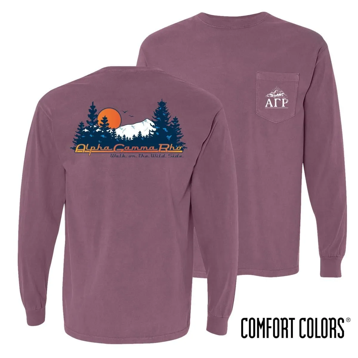 AGR Comfort Colors Berry Retro Wilderness Long Sleeve Pocket Tee