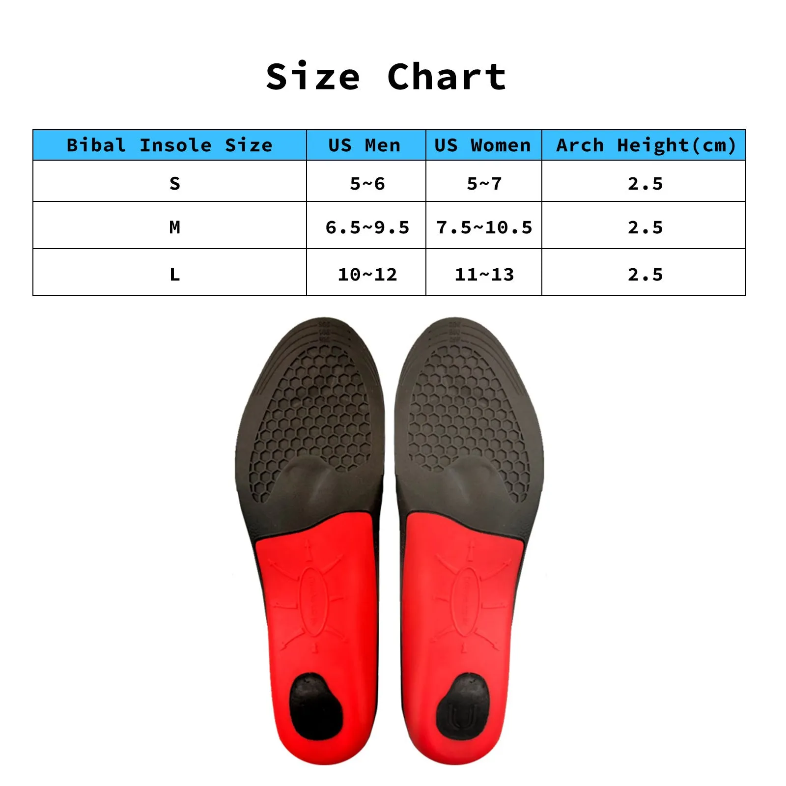 Arch Support Shoe Insoles, Cushion Grip, L Size - 2X Pair, Bibal