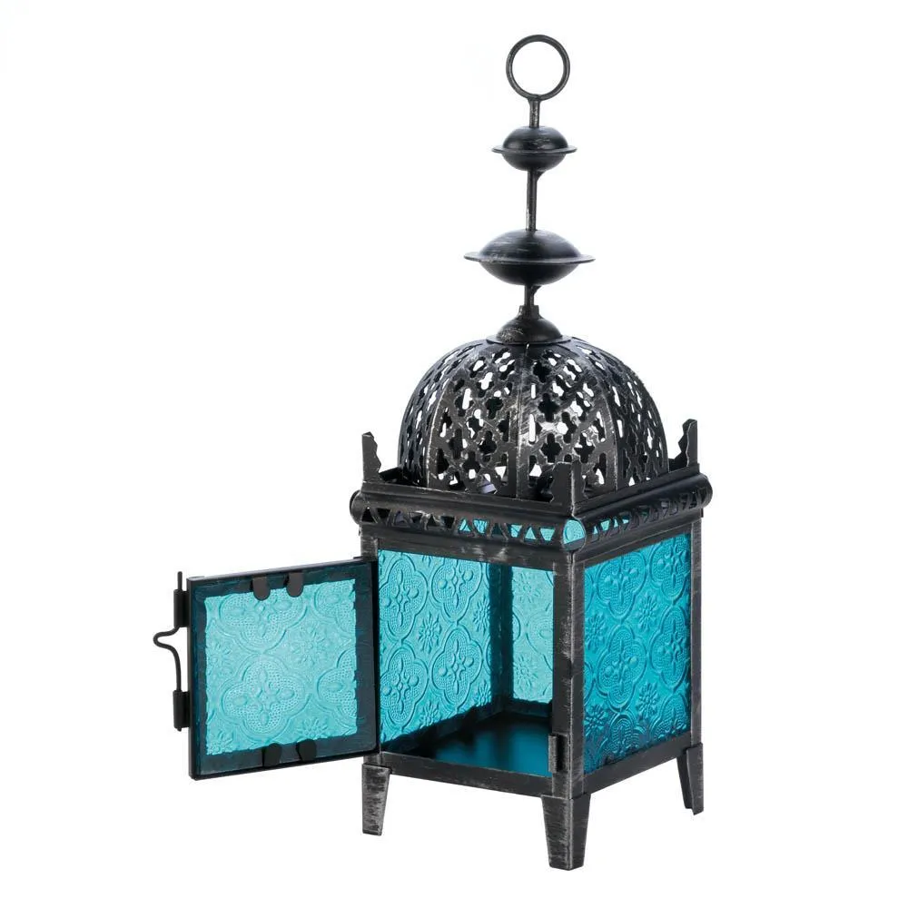 Blue Medallion Candle Lantern