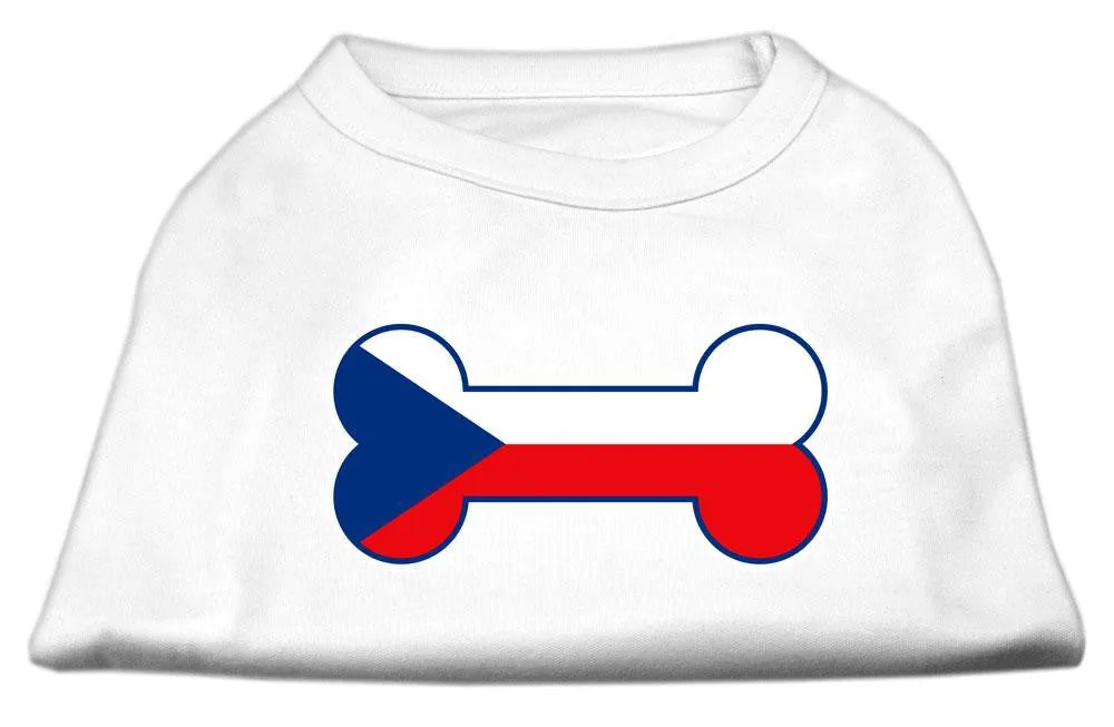 Bone Shaped Czech Republic Flag Screen Print Shirts White S (10)