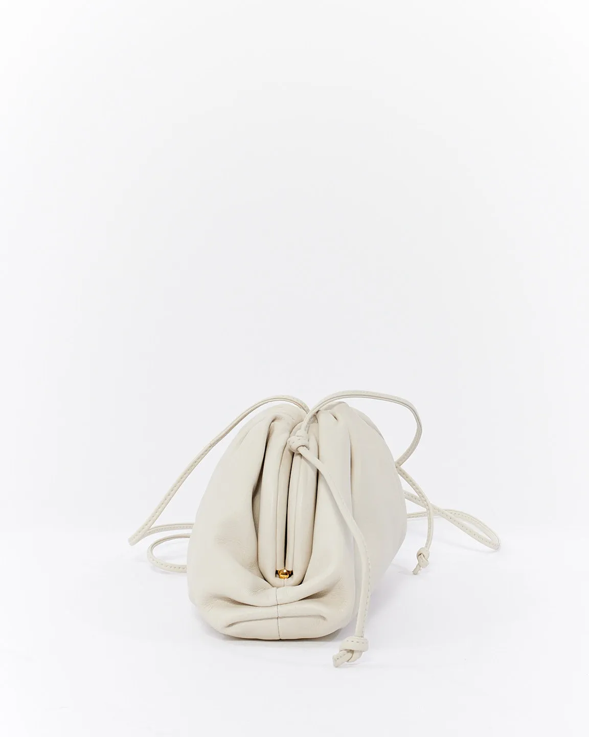 Bottega Veneta White (Chalk) Mini Pouch Clutch Crossbody