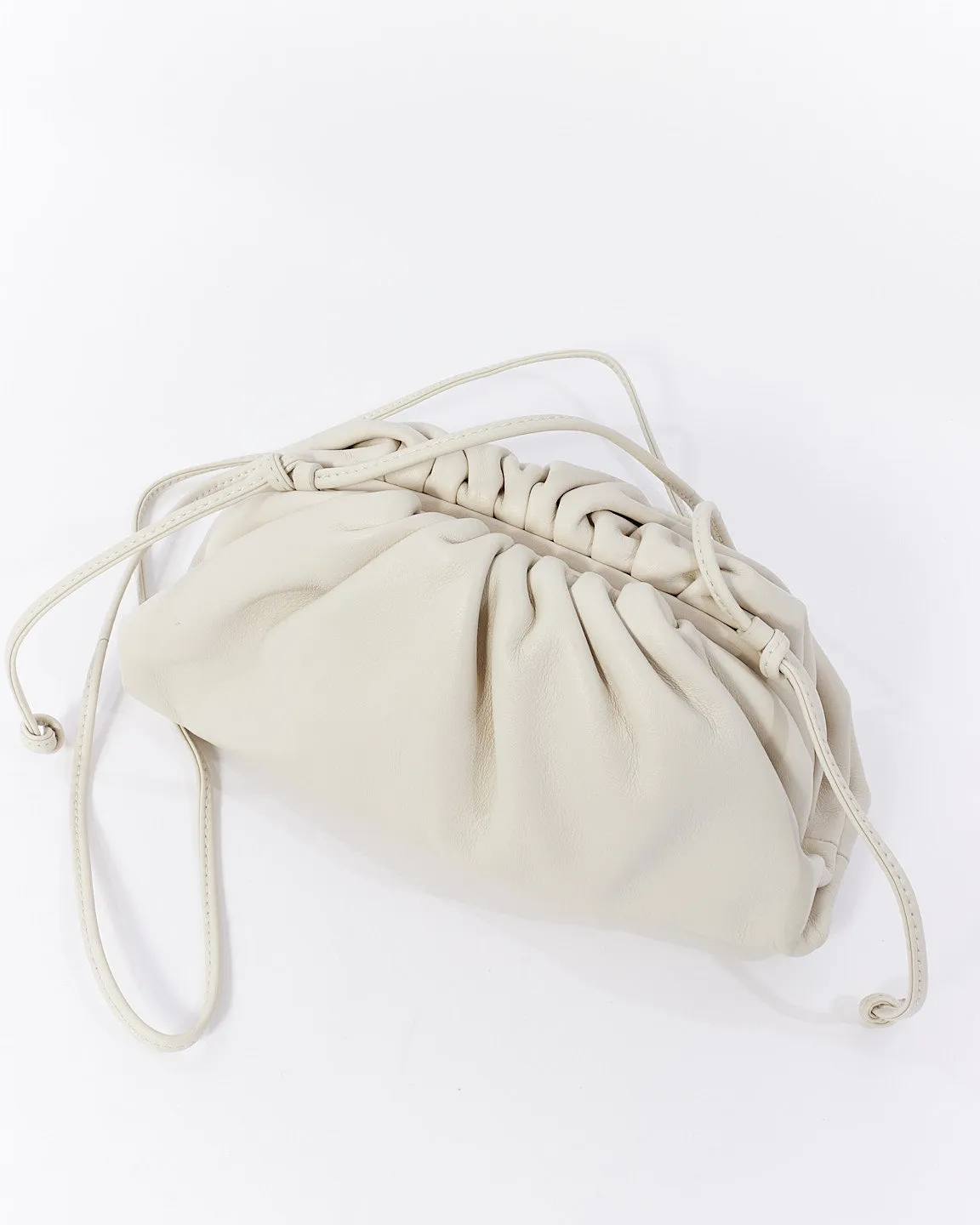 Bottega Veneta White (Chalk) Mini Pouch Clutch Crossbody