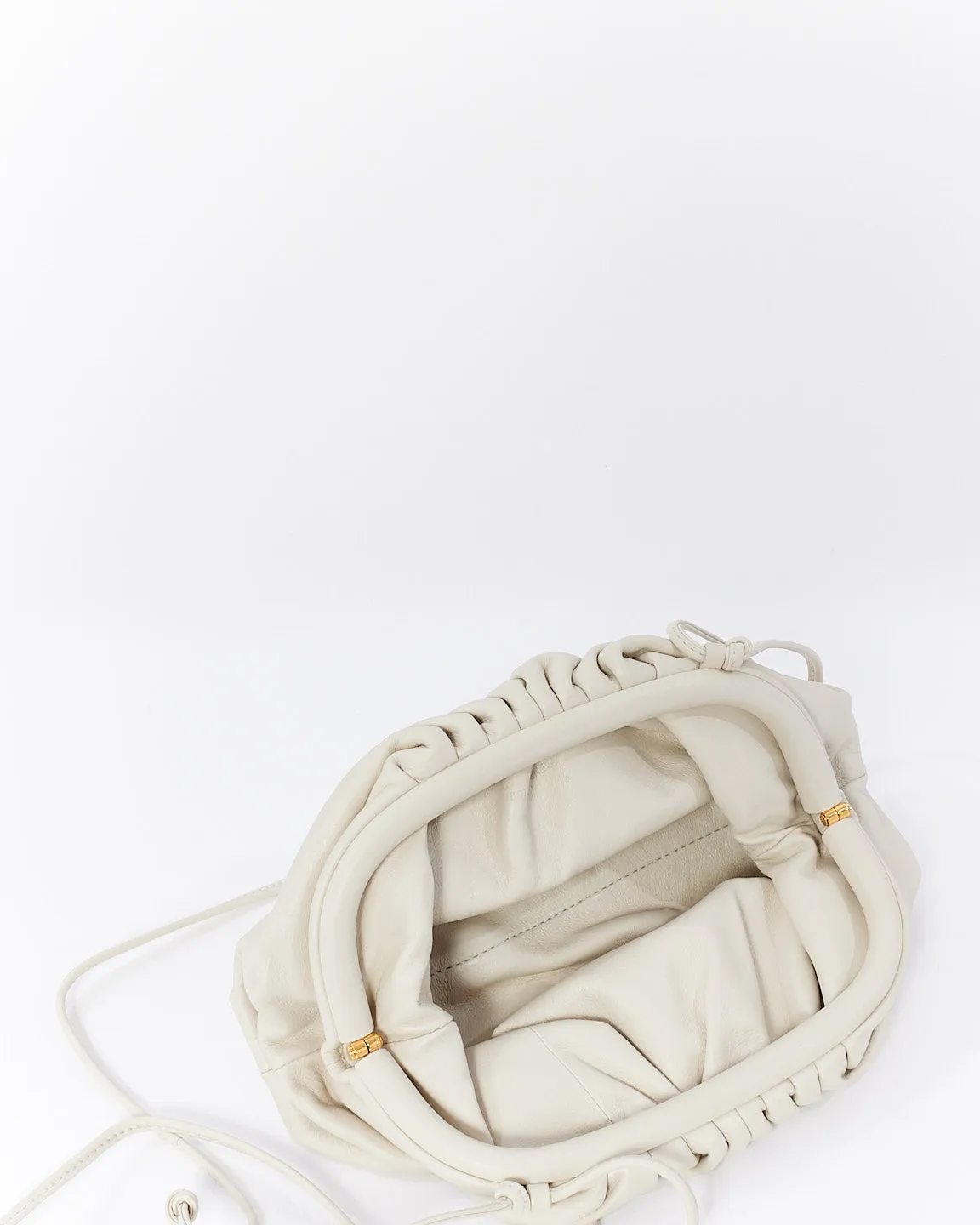 Bottega Veneta White (Chalk) Mini Pouch Clutch Crossbody