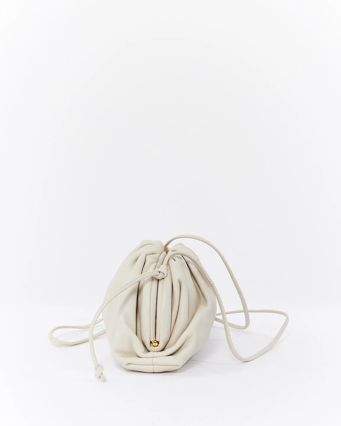 Bottega Veneta White (Chalk) Mini Pouch Clutch Crossbody