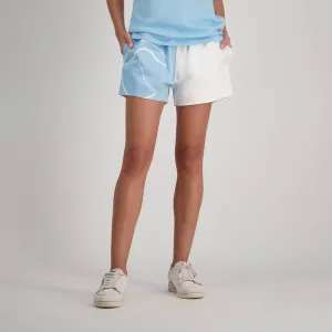 Brush Stroke Womens Harlequin Short - sky blue