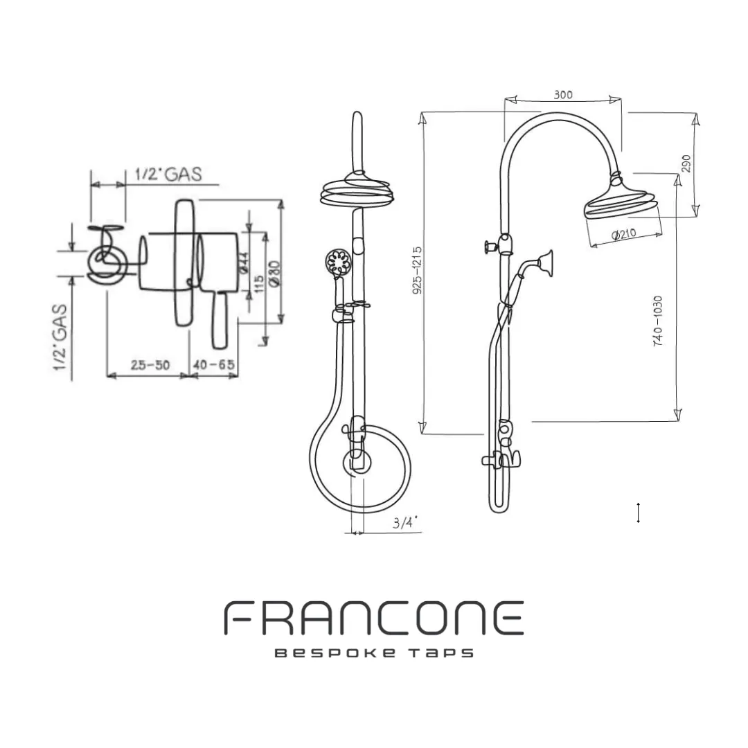 BTS27 Column shower with hand shower and mixer