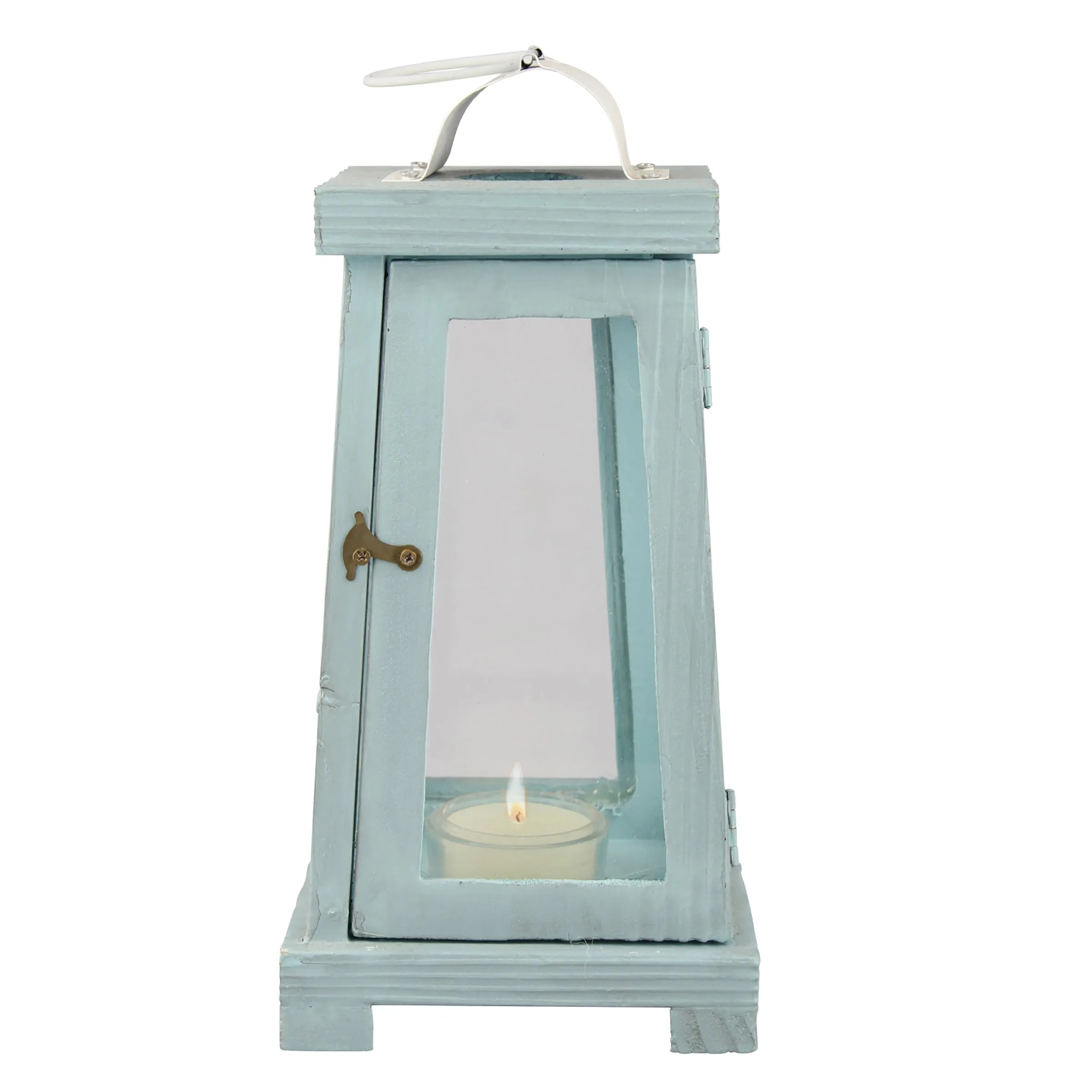 Coastal Worn Blue Wood Lantern