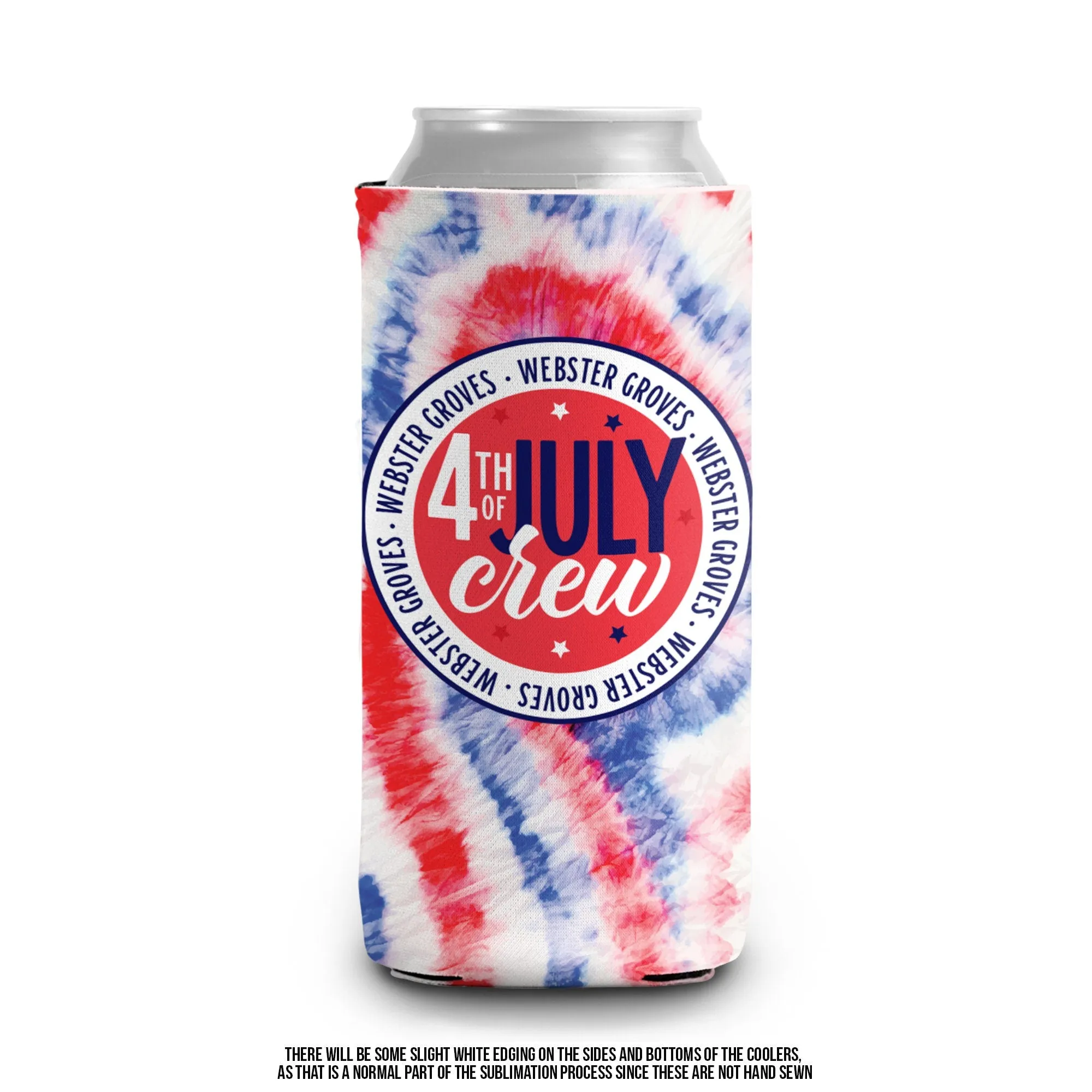 Fourth of July can coolies July 4th backyard BBQ can coolers fourth of july crew personalized with name or location custom fourth party can