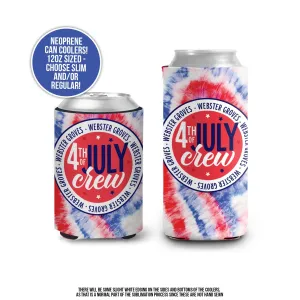 Fourth of July can coolies July 4th backyard BBQ can coolers fourth of july crew personalized with name or location custom fourth party can