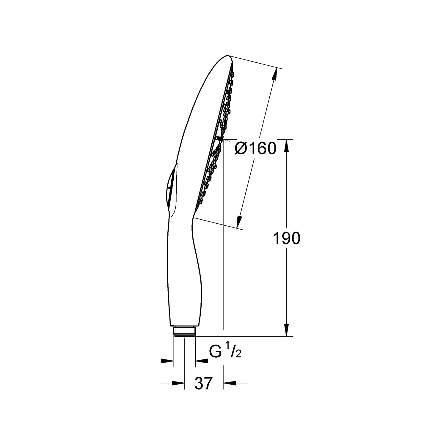 Grohe Chrome Power&Soul 160 Hand Shower 4  sprays