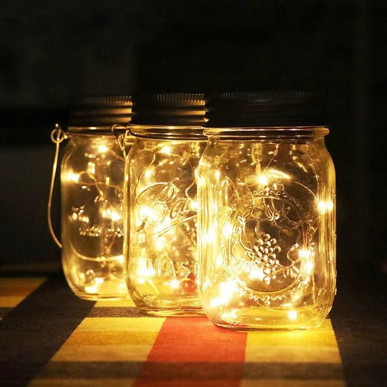 Hanging Solar Jar Lights Led String Fairy Lights Hanging Solar Lanterns Outdoor Decor for Christmas, Wedding, Garden, Patio