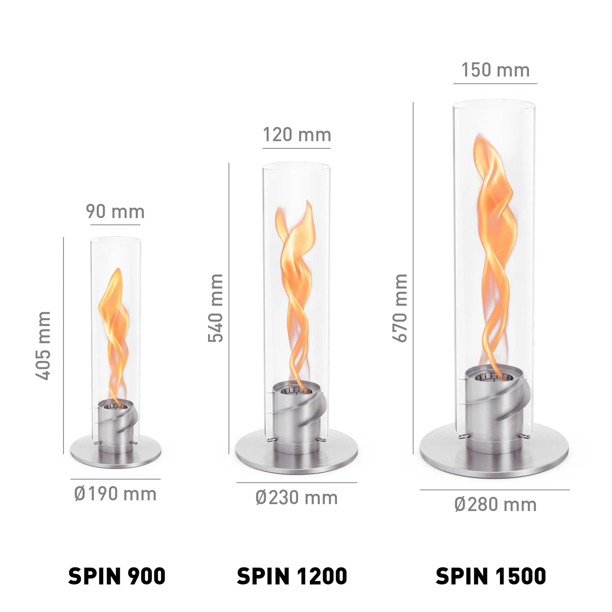 Höfats SPIN 1200 Tabletop Fireplace Silver