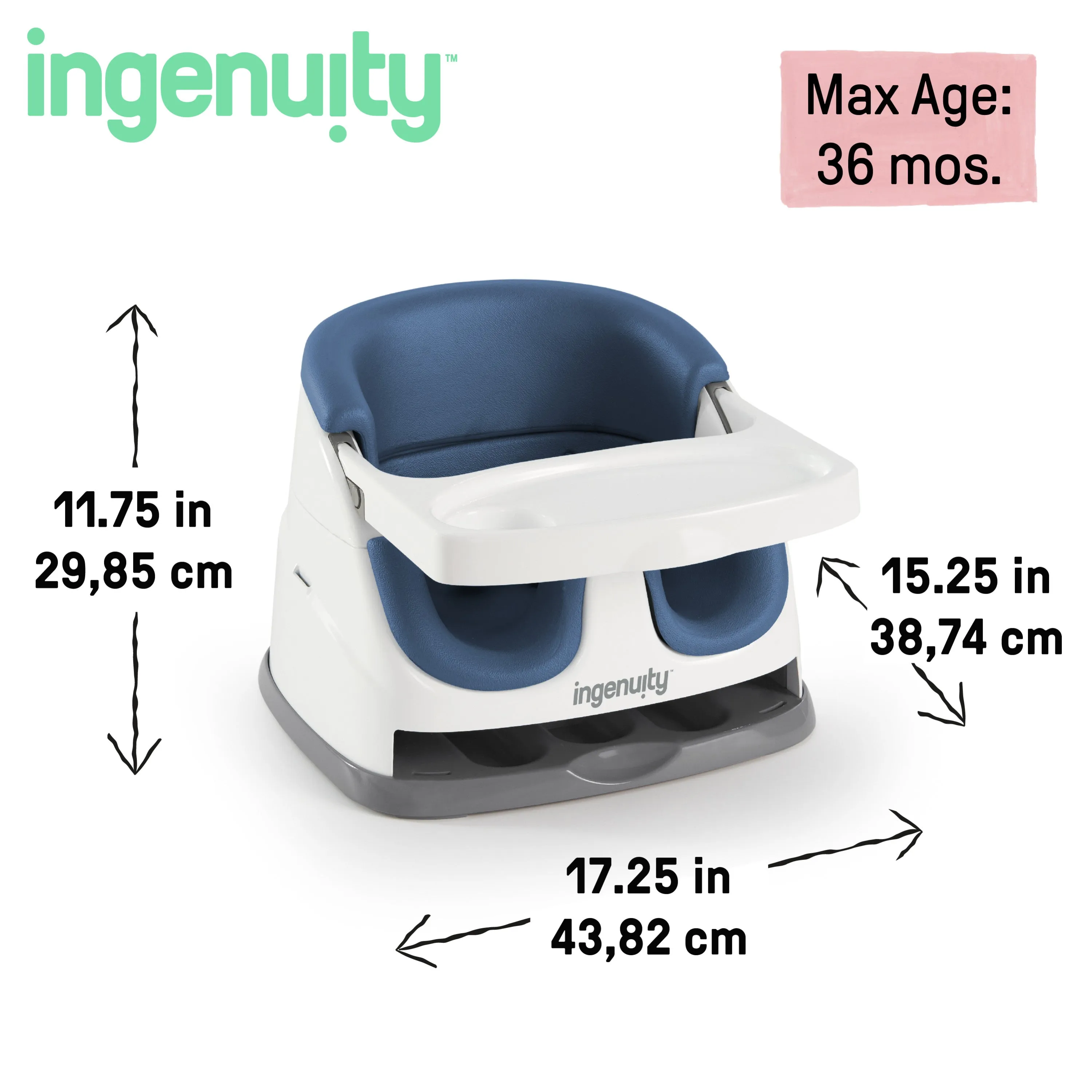 Ingenuity Baby Base 2-in-1 Booster Feeding and Floor Seat, Night Sky