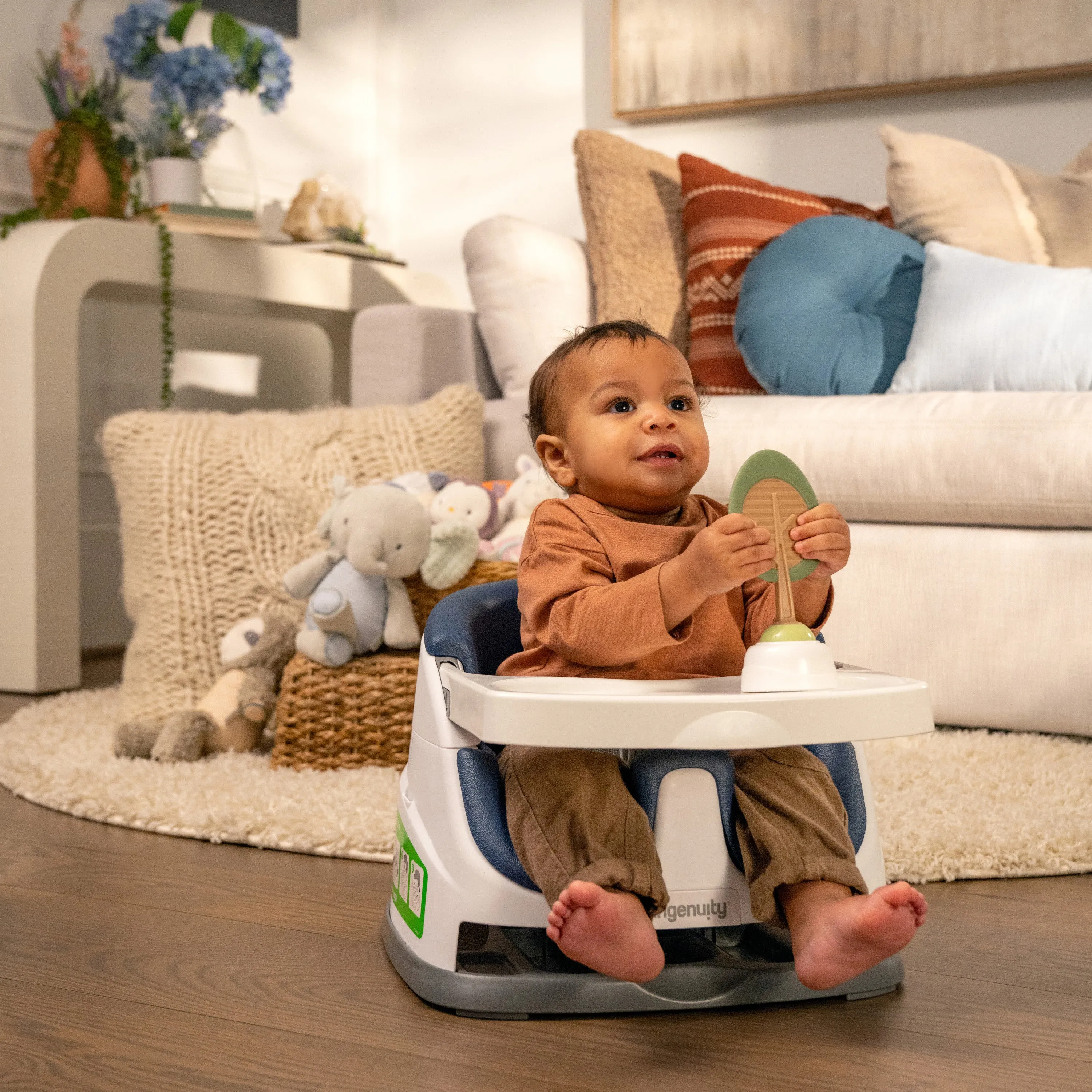 Ingenuity Baby Base 2-in-1 Booster Feeding and Floor Seat, Night Sky