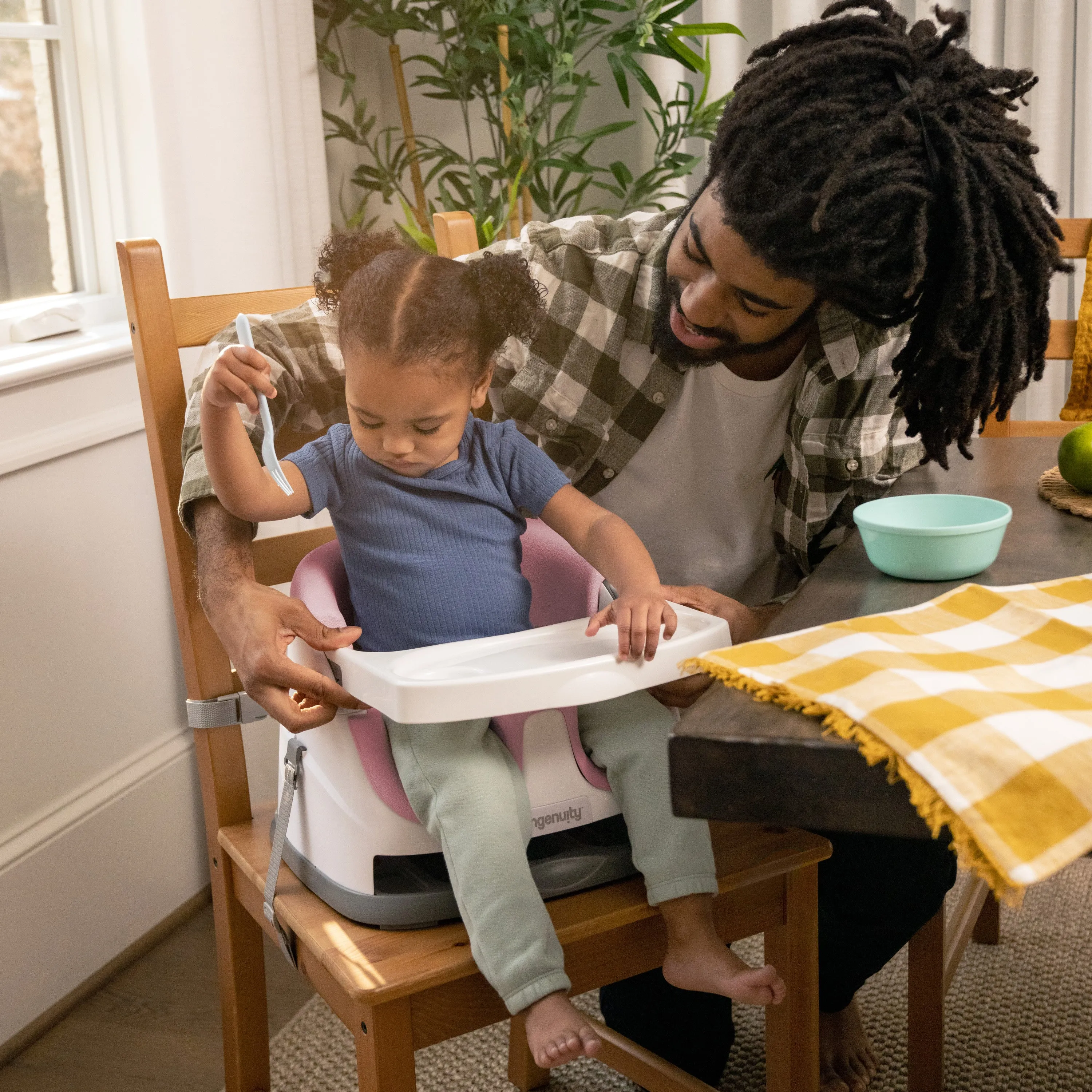 Ingenuity Baby Base 2-in-1 Booster Feeding and Floor Seat, Peony