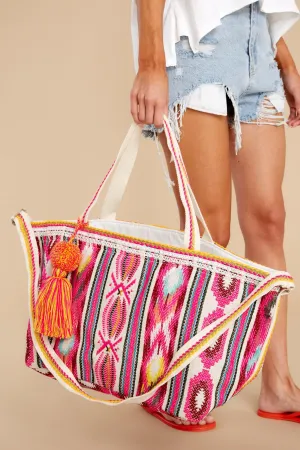 Keep Your Plans Fuchsia Multi Print Bag