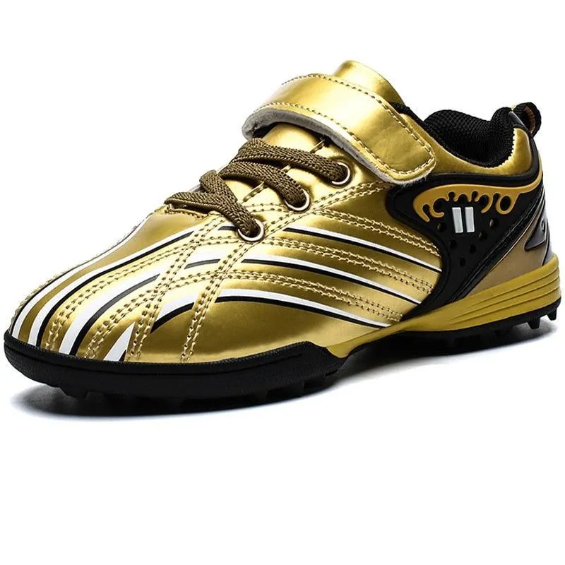 Kids Youth PU Leather Gold Soccer Cleats