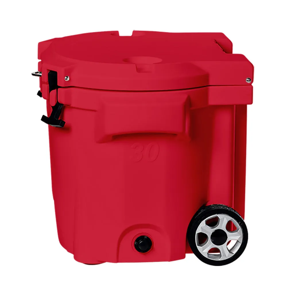 LAKA Coolers 30 Qt Cooler w/Telescoping Handle  Wheels - Red [1089]