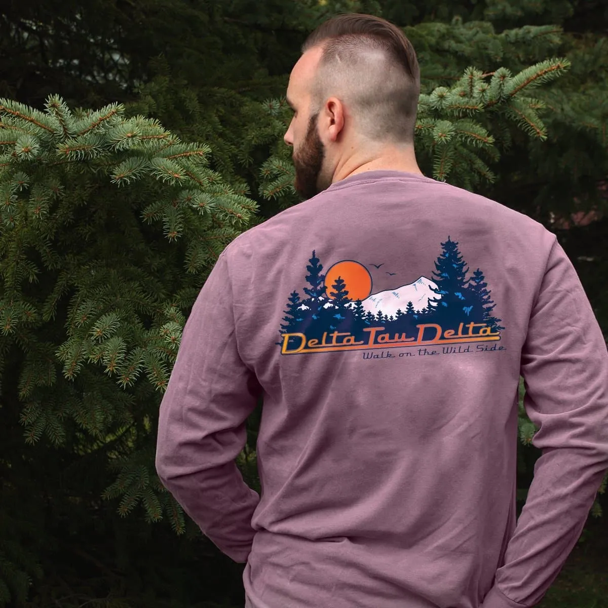 Lambda Chi Comfort Colors Berry Retro Wilderness Long Sleeve Pocket Tee