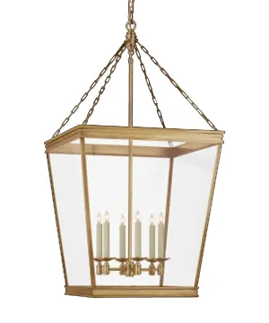 Large Launceton Hanging Lantern, Antique Burnished Brass