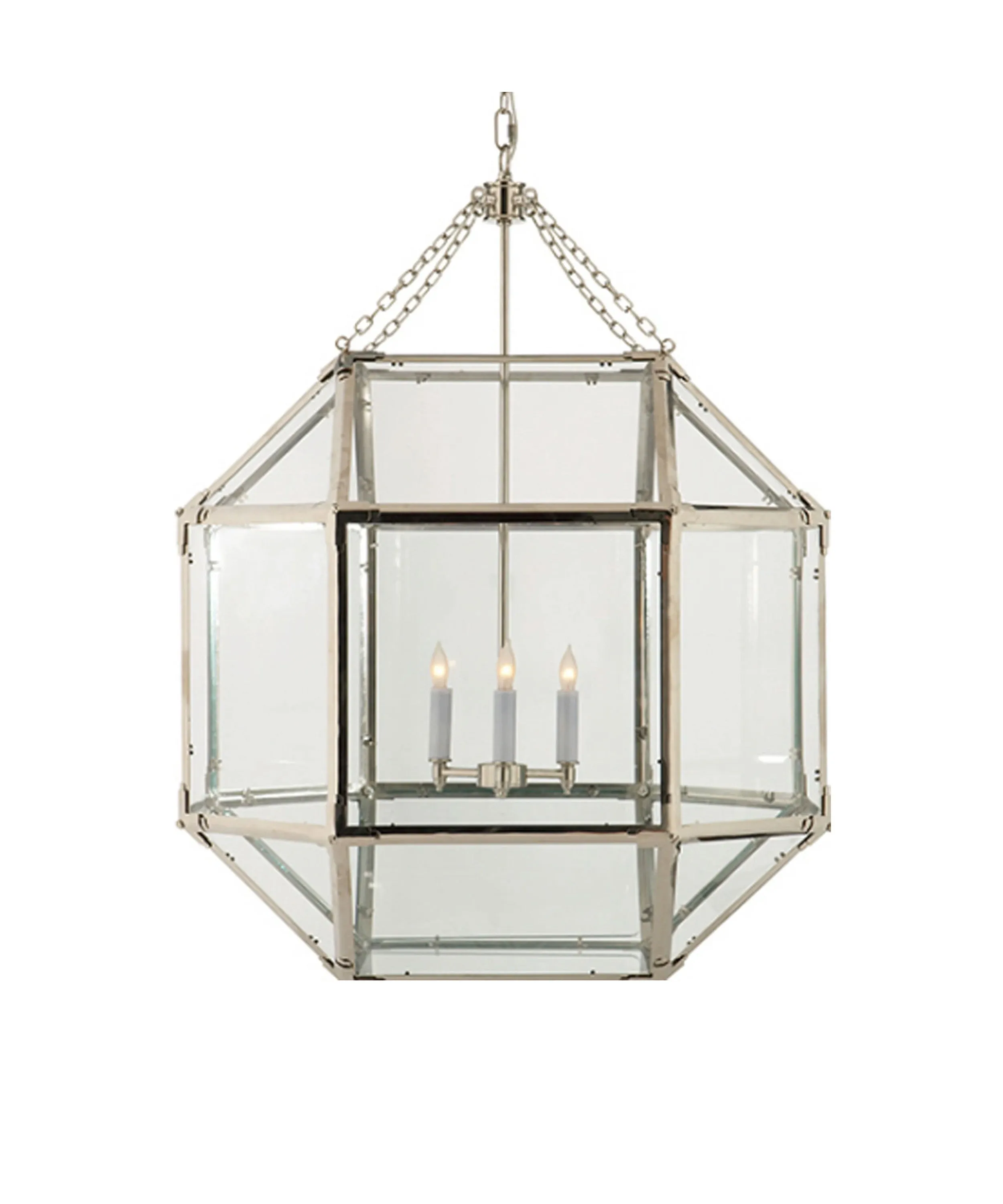 Large Morris Lantern, Polished Nickel