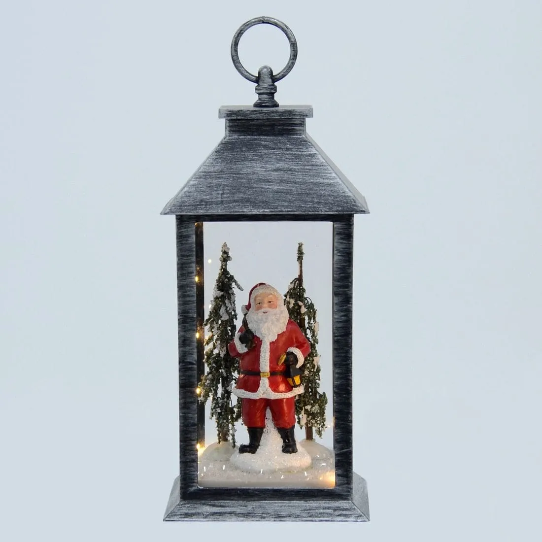 Light Up Christmas Lantern Decoration With Santa Scene