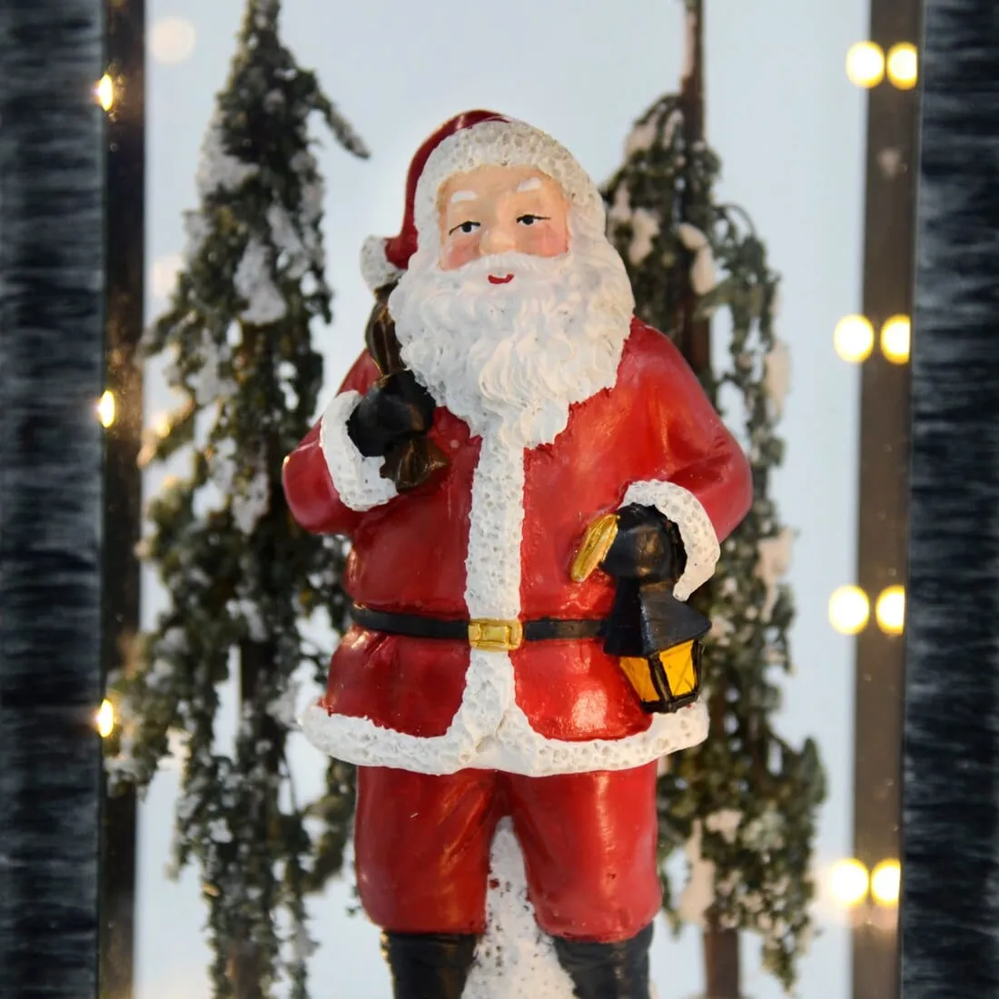 Light Up Christmas Lantern Decoration With Santa Scene