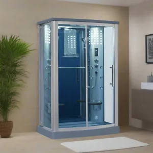 Mesa WS-803L 2 Person Walk-In Steam Shower - 54"L x 35"W x 85"H (Blue Glass)