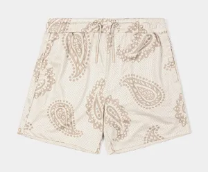 Paisley Mesh Mens Shorts (Beige)