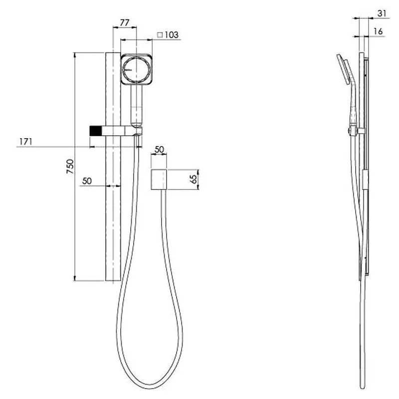 Phoenix NX Orli Rail Shower - Matte Black