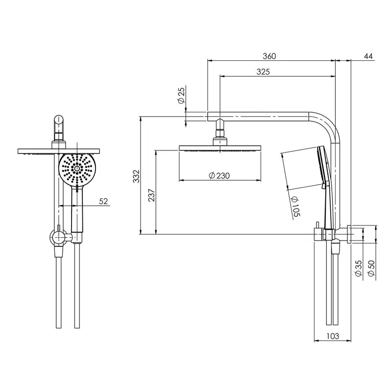 Phoenix Vivid Slimline Compact Twin Shower - Chrome