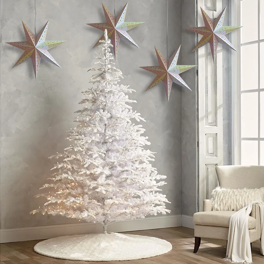 Prismatic Paper Star Lantern Decoration (22 inch Rainbow Iridescent 7-Point Lighted Star)