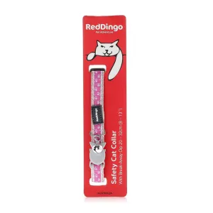 Red Dingo Cat Collar - Pink Pawprint