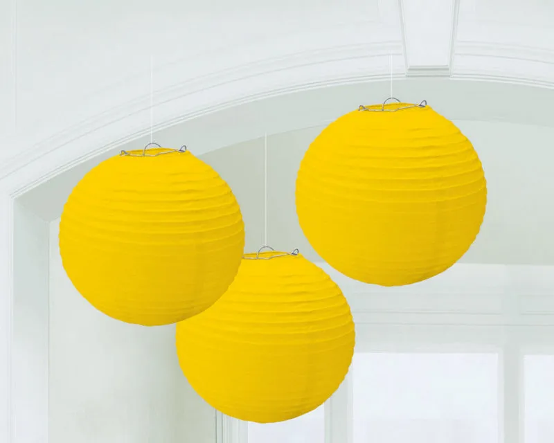 Round Paper Lanterns 3pk 24cm