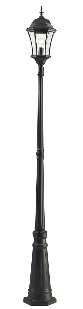 Wakefield 1-Light Outdoor Post-Light in Black with Clear Beveled Glass