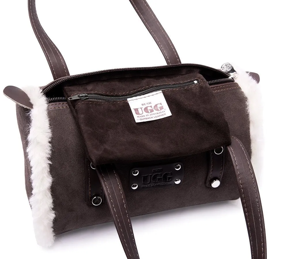 Women Sheepskin Wool Medium Hand Carry Zip Barrel Bag