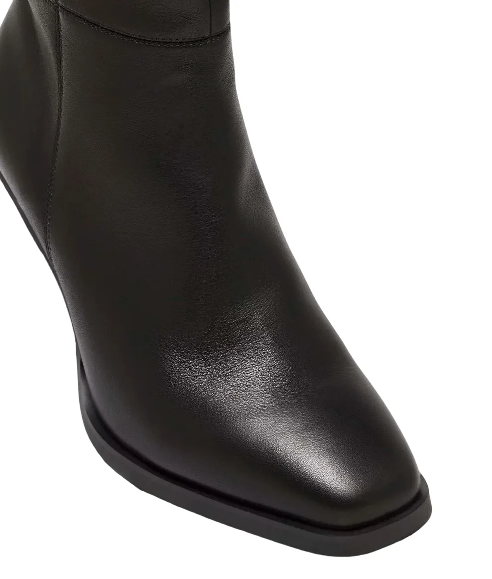 Womens Hush Puppies Patron Black Leather Heel Long Boots