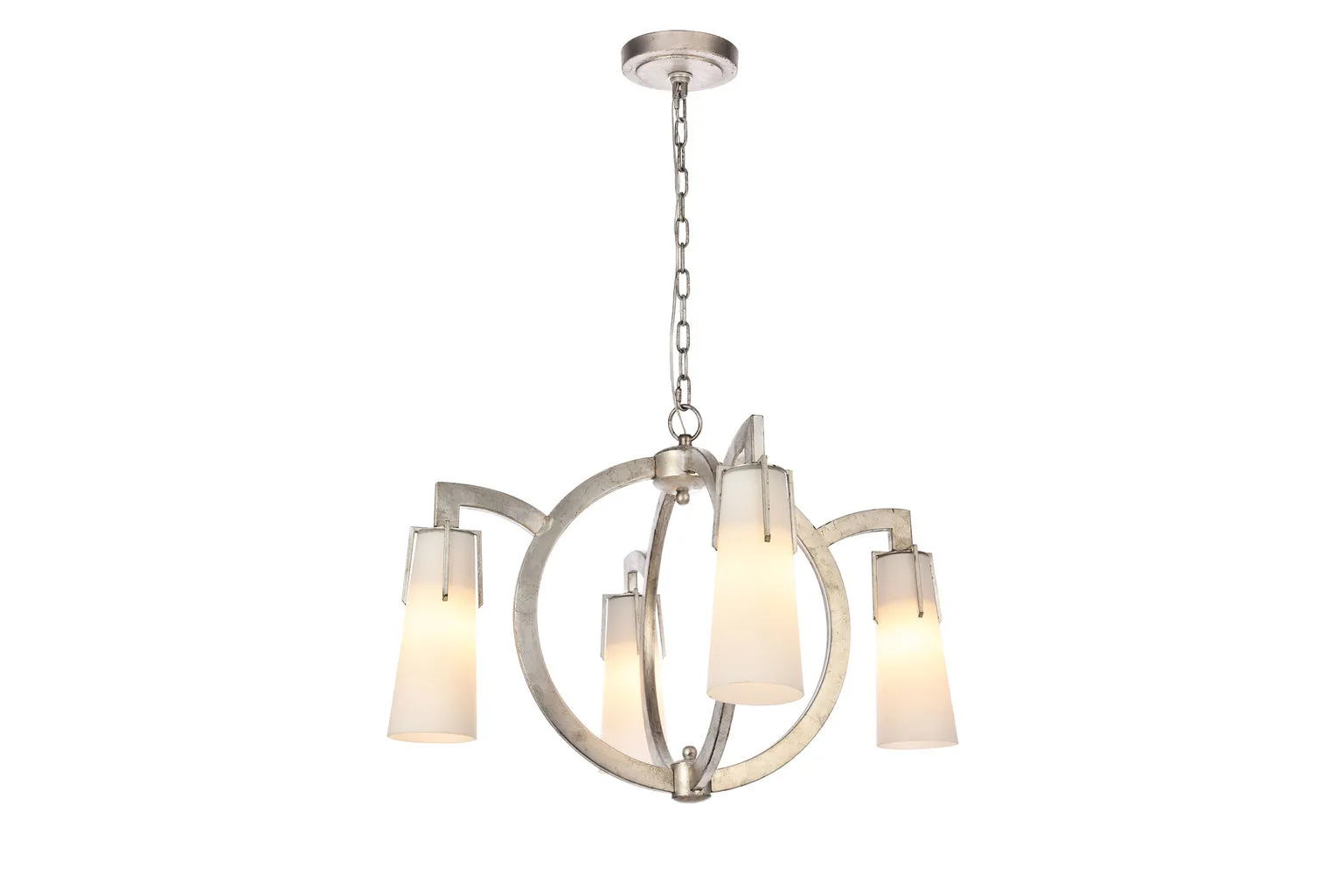 ZC121-1542D28ASL - Urban Classic: Harlow Nights 4 Light Antique Silver Leaf Chandelier